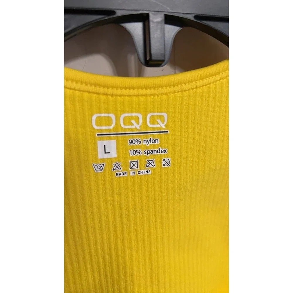 OQQ Yellow Ribbed Bodysuit - Picture 2 of 4